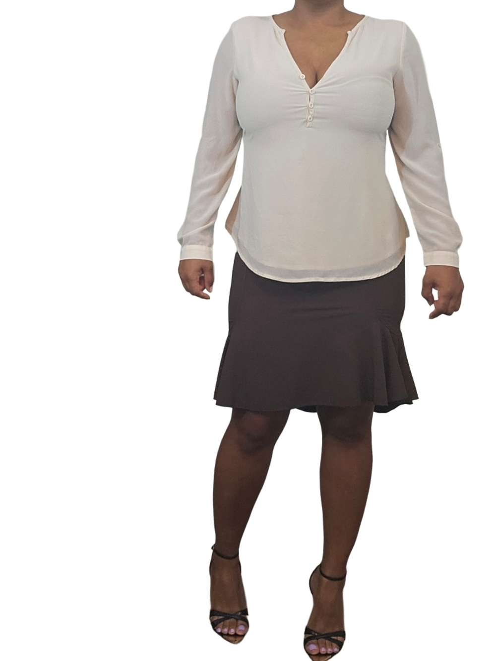 Cream Sheer Button-Back Blouse – Size M (Never Worn)